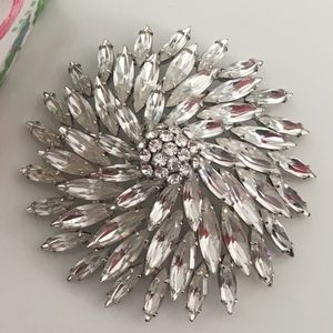 Rare Vintage 'SHERMAN' Large Clear Crystal Brooch